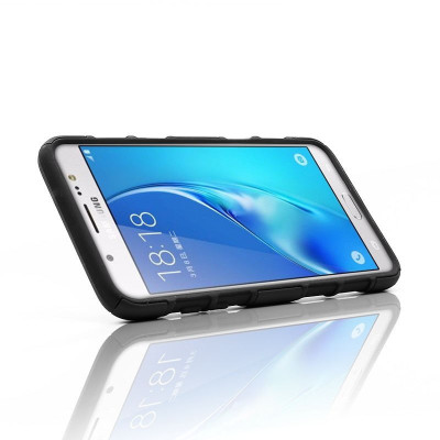 Твърди гърбове Твърди гърбове за Samsung Луксозен силиконов гръб ТПУ Hybrid HARD ARMOR с твърда част плюс калъф за колан за Samsung Galaxy J7 2016 J710F черен